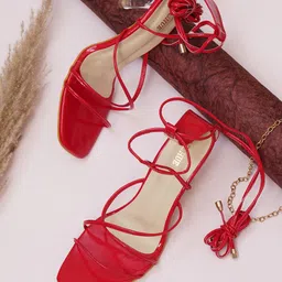 FABBHUE Strappy Slim Gladiators With Lace- Ups-32