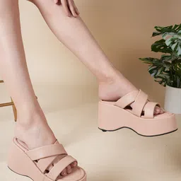 EVERLY Textured Open Toe Wedges-0