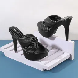 Mochi Textured Open Toe Platform Heels-7