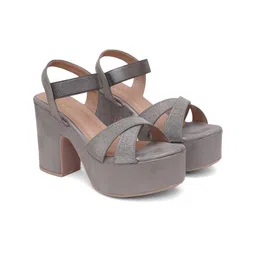 SHUZ TOUCH Women Grey Platform Sandals-16