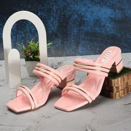ELLE Striped Double Strap Block Heels-44