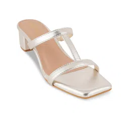 DressBerry Silver-Toned Open toe Block Heels-48