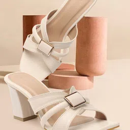 ICONICS Buckled Open Toe Block Heels-19