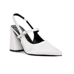 London Rag Buckles Detailed Pointed Toe Block Heels-70