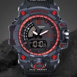 CARLINGTON Men Printed Dial Straps Analogue and Digital Watch CT 3366 Red-43