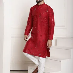 SOJANYA Geometric Embroidered Mirror Work Regular Kurta With Churidar-picture-7