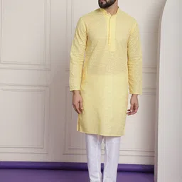 SOJANYA Ethnic Motifs Embroidered Thread Work Pure Cotton Kurta with Churidar-picture-45