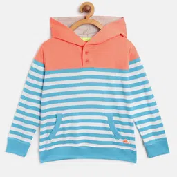 Cherry Crumble Boys and Girls Multicolor Cut & Sew Striped Hoodie Sweatshirt-image-42