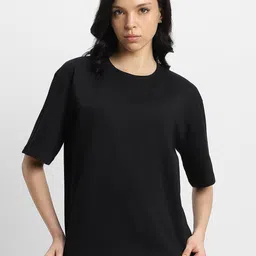 JUNEBERRY Pure Cotton Bio Finish Drop Shoulder Sleeves Oversized T-shirt-image-16