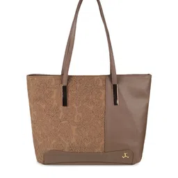 Mochi Brown PU Structured Shoulder Bag with Cut Work-10