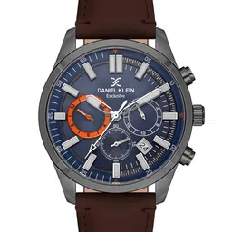 Daniel Klein Men Round Shape Patterned Dial & Leather Straps Analogue Watch DK.1.13635-4-5
