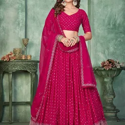 Warthy Ent Embroidered Thread Work Semi-Stitched Lehenga & Unstitched Blouse With Dupatta-picture-11