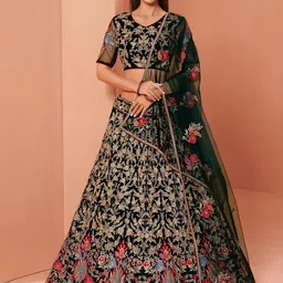 ALIZEH Embellished Beads and Stones Semi-Stitched Lehenga & Unstitched Blouse With Dupatta-picture-37