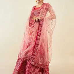 FABPIXEL Embellished Sequinned Semi-Stitched Lehenga & Unstitched Blouse With Dupatta-picture-18