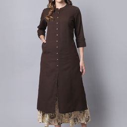 Pistaa Women Brown Solid Kurta with Palazzos-picture-25