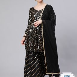 AKS Floral Printed Regular Kurti With Sharara & With Dupatta-picture-33