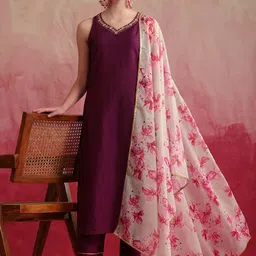 Khushal K Regular Thread Work Kurta with Palazzos & With Dupatta image 1