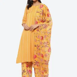 Biba Women Floral Printed Kurta with Palazzos & Dupatta-image-91