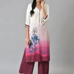 AURELIA Women White Floral Printed Kurta with Palazzos-image-55