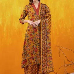 KALINI Floral Printed Kurta with Palazzos & Dupatta-picture-0