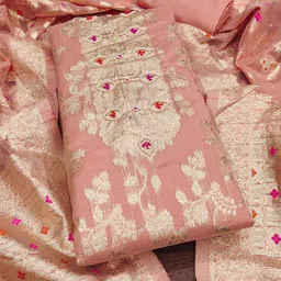 KALINI Ethnic Motif Woven Design Zari Banarasi Unstitched Dress Material-image-15