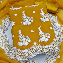 KALINI Embroidered Silk Georgette Unstitched Dress Material-picture-44