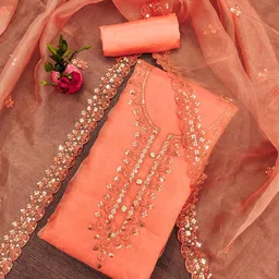 KALINI Embroidered Organza Unstitched Dress Material-image-83