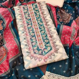 KALINI Printed Organza Unstitched Dress Material-image-29