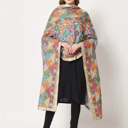 Zamour Ethnic Motifs Phulkari Embroidered Dupatta-29