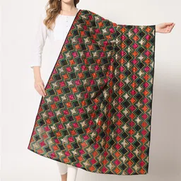 Zamour Floral Phulkari Embroidered Dupatta-picture-15