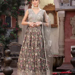 Stylum V-Neck Embroidered Ready to Wear Lehenga & Blouse With Dupatta-picture-10