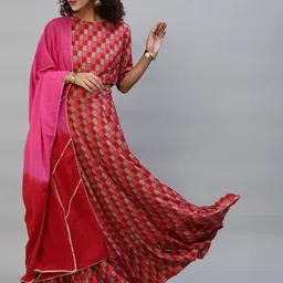 AKS Geometric Printed Ready to Wear Lehenga With Choli & Dupatta-picture-16