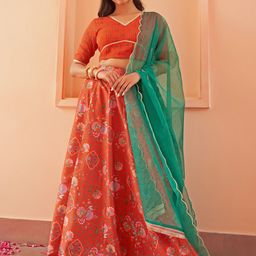 Janasya Floral Printed Ready to Wear Lehenga & Blouse With Dupatta-picture-14