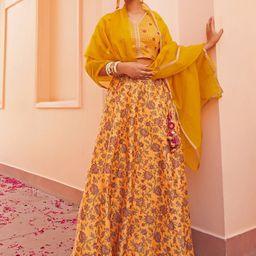 Janasya Ethnic Motifs Printed Ready to Wear Lehenga & Blouse With Dupatta-picture-10
