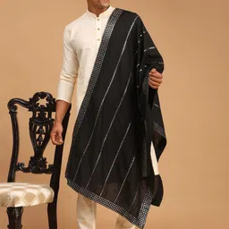 VASTRAMAY Mandarin Collar Kurta With Churidar & Dupatta-image-18