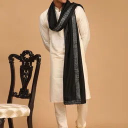 VASTRAMAY Mandarin Collar Straight Kurta with Churidar & Dupatta-image-29