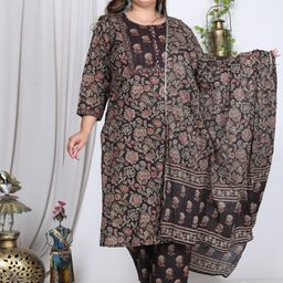 Swasti Floral Printed Regular Pure Cotton Kurta With Trousers & Dupatta-17
