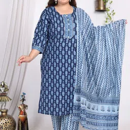 Swasti Floral Printed Regular Sequinned Pure Cotton Kurta with Trousers & With Dupatta-32