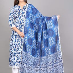 SkyaSia Floral Printed Regular Kurta With Trousers & Dupatta-8