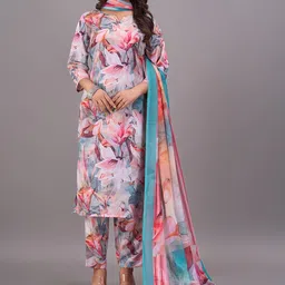 GORGONE Women Floral Printed Regular Kurta with Palazzos & With Dupatta-picture-56