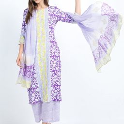 Vishudh Women Mauve printed Straight Kurta with Palazzo and Dupatta-41