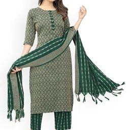 FASHIRE Women Regular Pure Cotton Kurta with Trousers & With Dupatta image 1