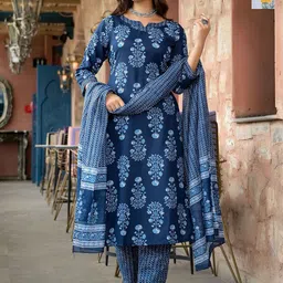 KALINI Women Floral Printed Regular Kurta with Trousers & With Dupatta-picture-47