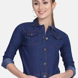 BUY NEW TREND Women Blue Lightweight Crop Denim Jacket-49