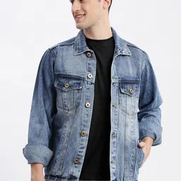 SHOWOFF Windcheater Rapid-Dry Washed Denim Jacket-picture-13