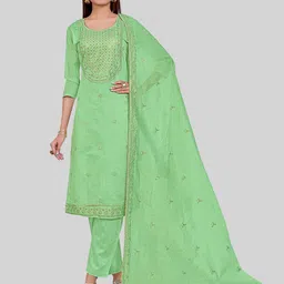 TAVAS Sequinned Embellished Unstitched Dress Material-image-33