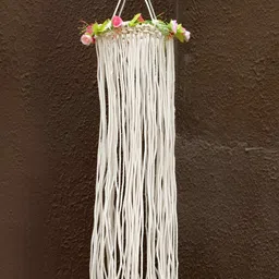 VAH Kya Bat Hai !! White & Green Textured Macrame Wall Hanging with Light-image-10