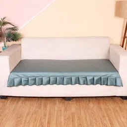 STITCHNEST Green 3 Seater Frill Sofa Cover-image-29