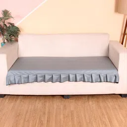 STITCHNEST Grey Leatherite Regular Sofa Cover-image-42