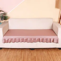 STITCHNEST Peach-Coloured Leatherite Regular Sofa Cover-image-11